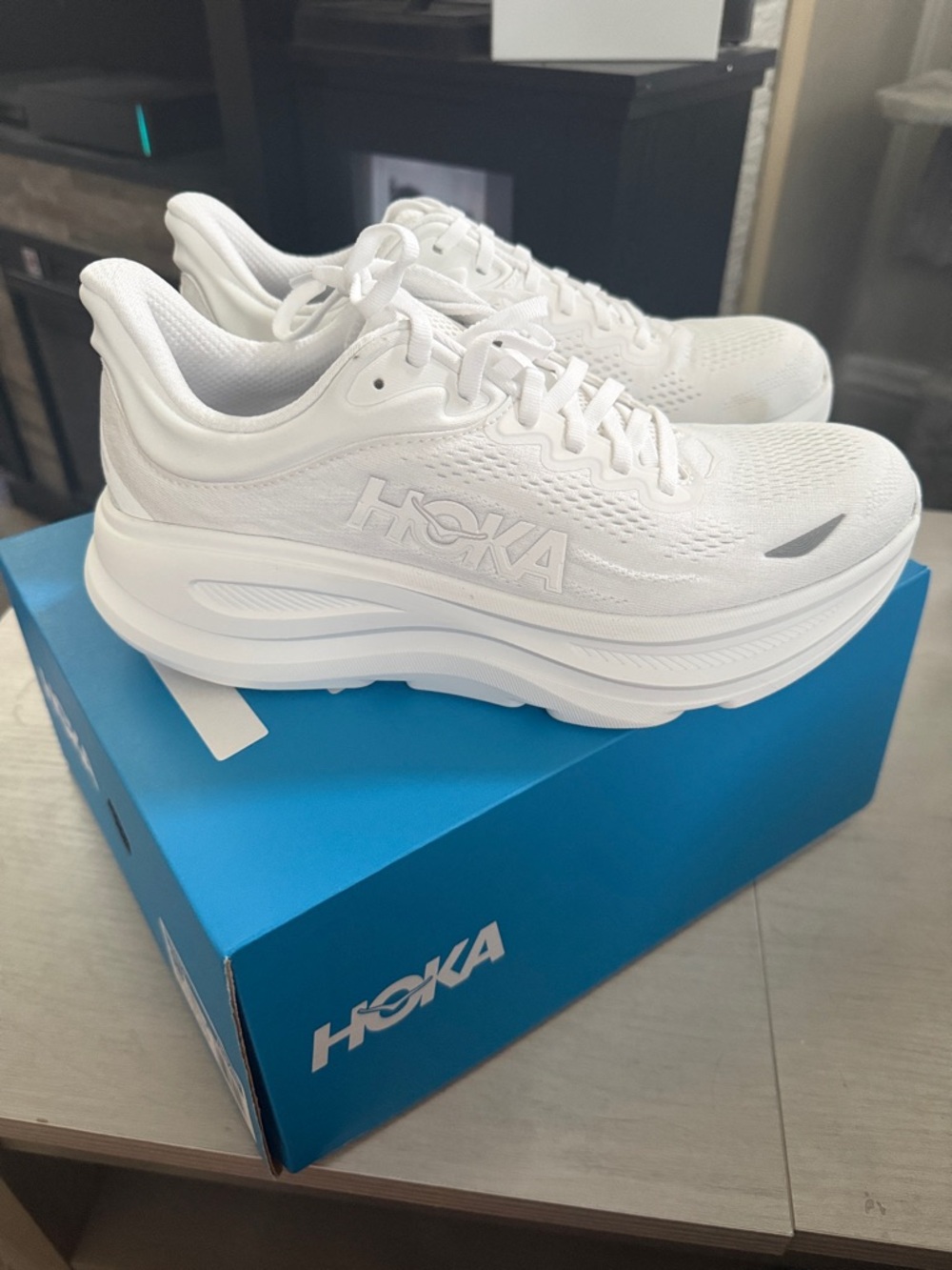 Hoka All-White Cushioned Running Shoes